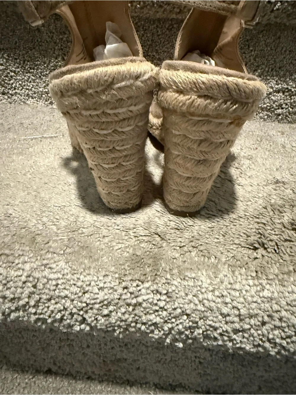 Suede Peep-Toe Ankle Strap Wedge Sandals - Taupe